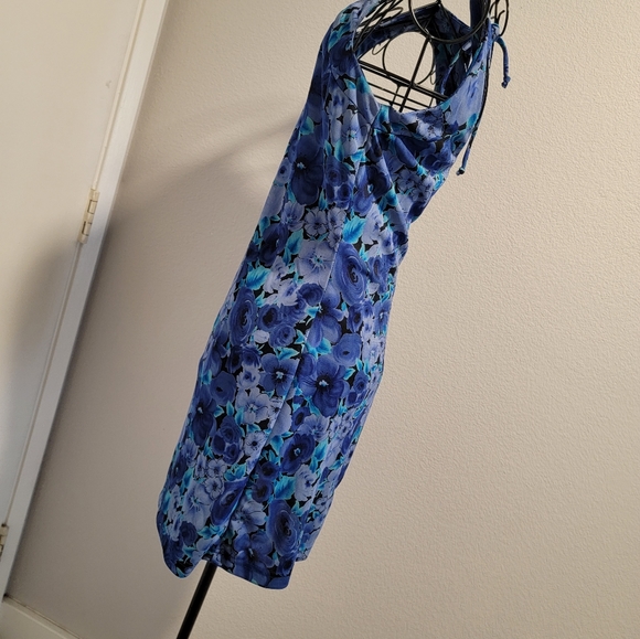 Vintage 1990s Byer Too Blue Floral Dress Size small Re - Picture 7 of 10